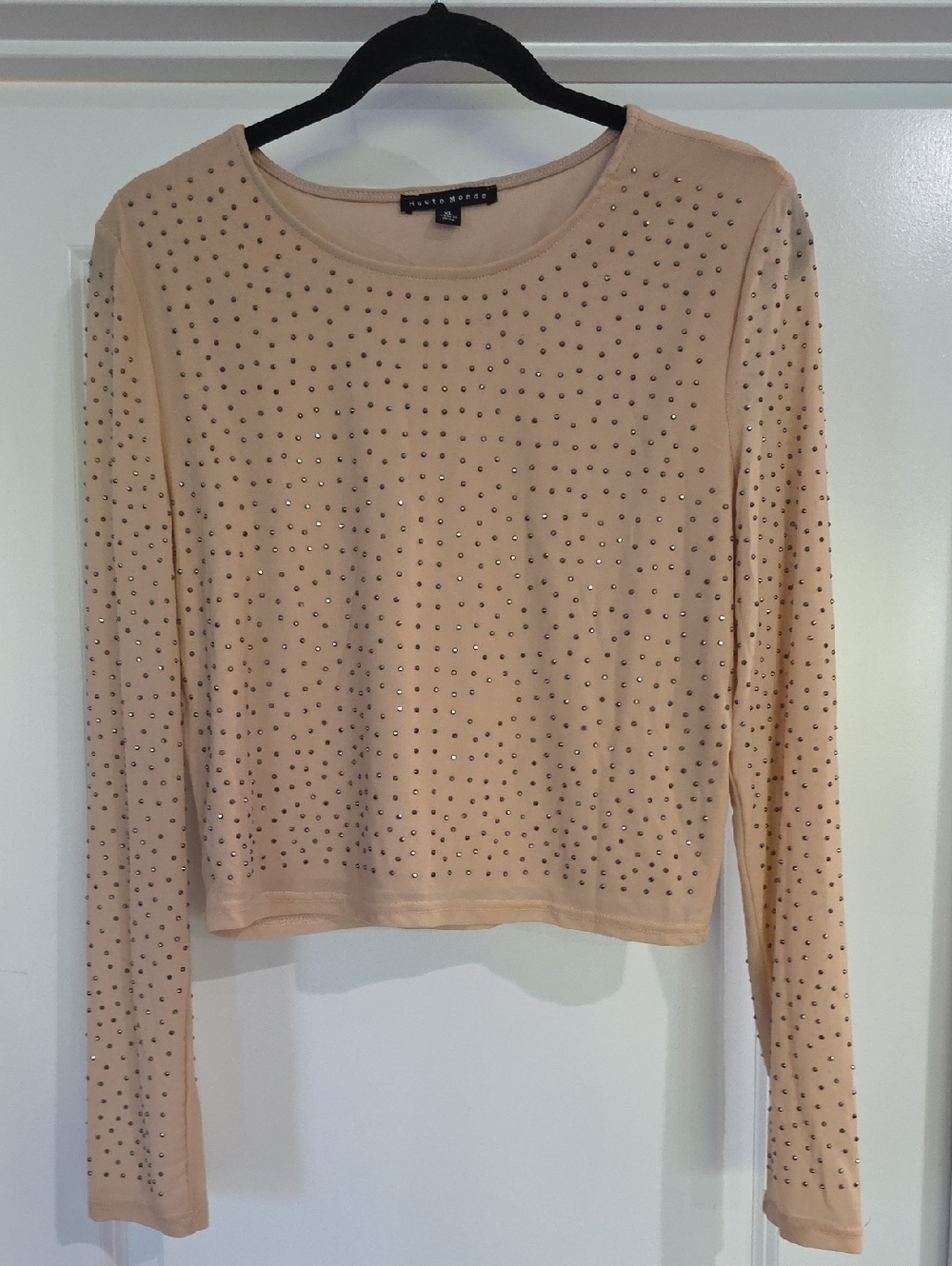 RACHEL Rachel Roy Blush Studded Long-Sleeve Top